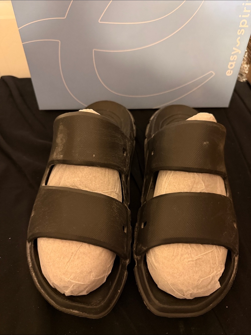 Easy Spirit Black Dual-Strap Clog Sandals